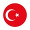 Round Turkey flag. Turkish flag star and moon crescent istanbul illustration original country circle
