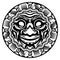 Round Vector Smiling Face Polynesian Tattoo