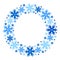 Round vector winter frame of snowflakes. Isolated