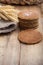 Round waffle cakes with ears of wheat