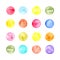 Round water color pattern on the white background. Globs of vivid colors. Ornament of colorful circles.