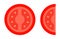 Round and wedge slices of tomato flat icon vector isolated