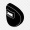 Round welding mask icon, simple black style