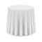 Round white clean table, restaurant round table with white tablecloth isolated