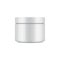Round white plastic jar with lid for cosmetics. Vector mockup template.