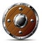 Round wooden shield - isolated on