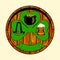 Round wooden shield with shamrock