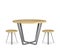 Round wooden table and circle chairs isolated set