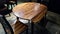 Round Wooden Table with Wood Details