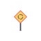 Roundabout ahead colored icon. Element of road signs and junctions icon for mobile concept and web apps. Colored Roundabout ahead