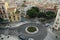 Roundabout in the city. Piazza Costituzione in Cagliari with cars seen from the top of the bastion of Saint Remy