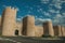 Roundabout in front gateway and large wall encircling Avila