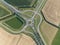 Roundabout junction aerial vehicle auto motorway intersection. Transportation safety crossroad. Circular ring road