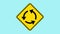 Roundabout Sign Animation, Yellow Road Symbol, Anti-Clockwise