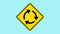 Roundabout Sign Animation, Yellow Road Symbol, Clockwise