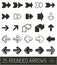 Rounded arrows vector set in flat clean black solution