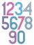 Rounded big colorful numbers with triple stripes