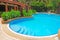 Rounded Blue Pool of a Condominium