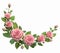 Rounded border with roses branches isolated in white.