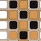 Rounded brown, white and black squares seamless pattern
