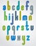 Rounded colorful lowercase letters with white outline