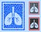 Rounded Dot Lungs X-Ray Photo Icon Collage