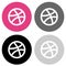 Rounded dribbble icon in four colors