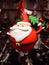 Rounded Fat Santa Claus Small Decorative Hanging Doll. Close Up