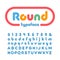 Rounded font. Vector alphabet with donut effect letters and numb