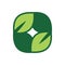Rounded green nature square leaf logo design