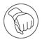 Rounded the a hand blow or mixed martial arts line art vector icon for apps or website