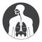 Rounded the human respiratory system or respiratory tract flat icon for apps and websites