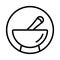 Rounded the mortar and pestle pharmaceutical line art icon for apps and websites