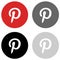 Rounded pinterest icon in four colors