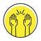 Rounded the raise hands flat vector icon for apps and websites