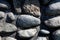 Rounded river rocks wall