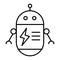 Rounded robot thin line icon. Electricity vector illustration isolated on white. Artificial intelligence outline style