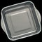 Rounded Square Glass Baking Pan With Curved Handles Isolated On Black Background