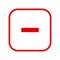 Rounded square red minus sign line icon, button, remove, negative symbol isolated on a white background.