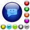 Rounded square smiling chat bubble solid color glass buttons