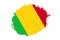 Rounded stain stroke brush textured national flag of Mali on white background