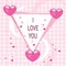 Rounded triangle with love shape badge