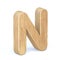 Rounded wooden font Letter N 3D