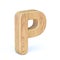 Rounded wooden font Letter P 3D