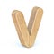 Rounded wooden font Letter V 3D