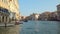 Rounding a corner in a moving boat on The Grand Canal, Venice, Italy