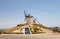 Roup of windmills in Campo de Criptana. La Mancha, Consuegra, Don Quixote route, Spain.