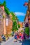 ROUSSILLON, FRANCE, JUNE 23, 2017: A narrow street in Roussillon village in France