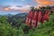 Roussillon, Provence, France: landscape at dawn of the ochre rocks and the valley in the nature park of Luberon