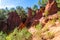 Roussillon, red rocks of Colorado colorful ochre canyon in Provence, France